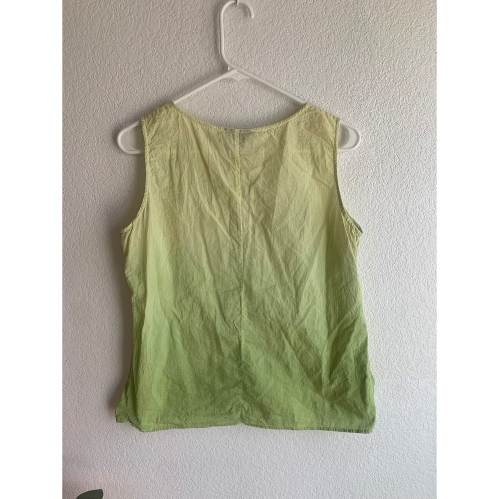 Nancy-K‎ Green Ombre Cotton Sleeveless Top Embroidered Sequin medium boho